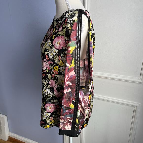 3.1 Phillip Lim Silk Floral Top Cold Shoulder Meadow Flower Spring Womens Size 8 - Picture 5 of 14